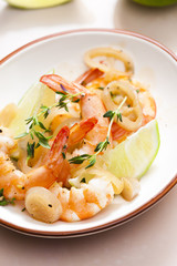 prawns with lime on thyme