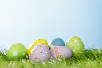 Easter eggs in the grass
