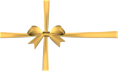 Ribbons crossed with golden bow isolated on a white background