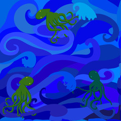 sea and octopus