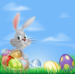 Easter eggs bunny in field