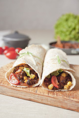 Homemade vegan bean burrito