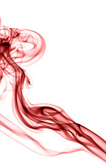 Red smoke clouds close up.