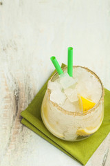 Cocktail with ice and lemon