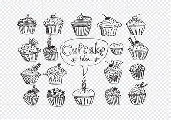 colorful delicious cupcakes vector illustration