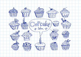 colorful delicious cupcakes vector illustration
