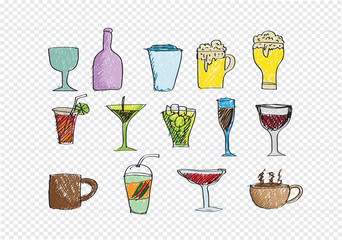 Drink beverage icons set