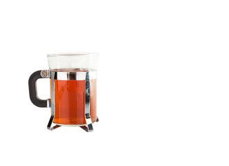 A mug of tea over white background