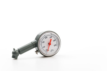 Tire pressure gauge isolated white background
