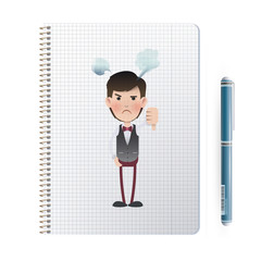 Unhappy businessman with his thumb down