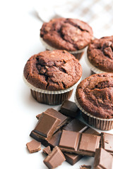 border of chocolate muffins