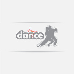 Silhouette of dancing couple isolated on a white background