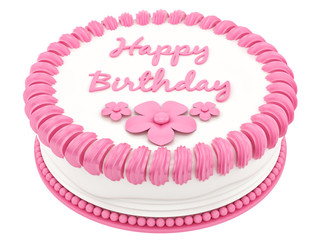 render of a birthday cake, isolated on white