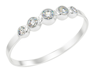 render of a ring with diamonds, isolated on white