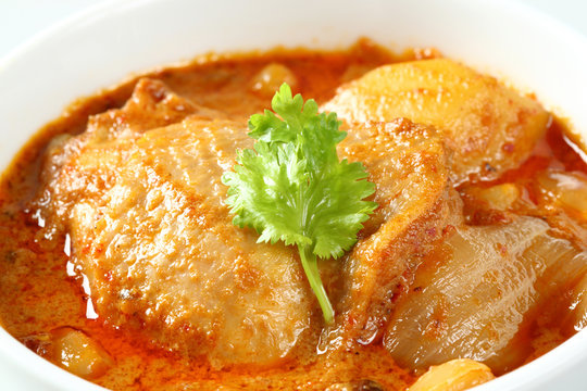 Muslim style chicken and potato curry or chicken mussaman curry