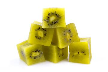 Cubes of Kiwi Gold on a white background