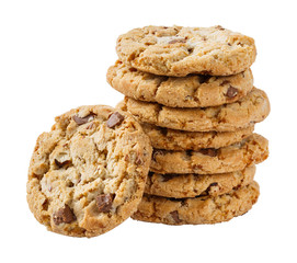 Stack of chocolate chunk crispy cookie