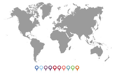 Fototapeta na wymiar Vector Silhouette of World Map
