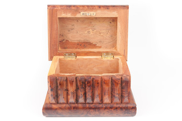 Wooden casket on white background