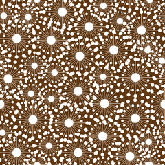 white dandelions flowers seamless pattern