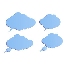 Blue speech bubble on white isolated background. Vector design.