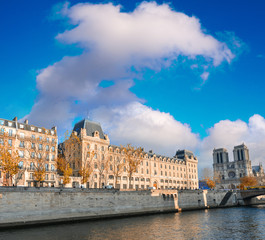 Paris. Seine river and Notre Dame Cathedral