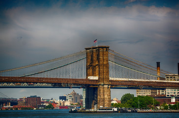 New York City. The Brooklyn Bridge as seen from Manhattan side