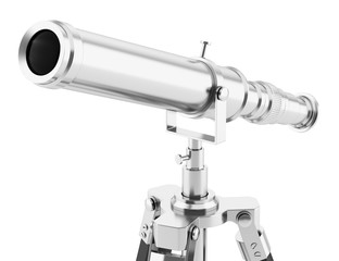 telescope on tripod isolated on white background