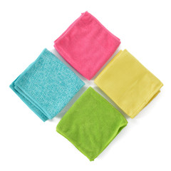 Set of microfiber cleaning cloths isolated on white.