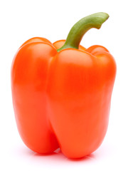 Orange sweet bell pepper isolated on white background cutout