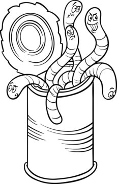 can of worms saying cartoon
