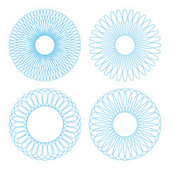 Vector guilloche rosettes collection. Diploma design elements.