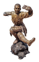 Fototapeta premium Shaolin warriors monk bronze statue in Viharn Sien