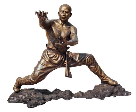 Shaolin warriors monk bronze statue in Viharn Sien