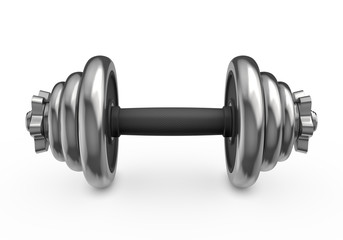 Metal dumbbell isolated on white background