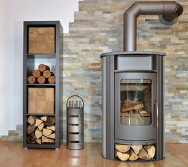 Kaminofen mit Holz