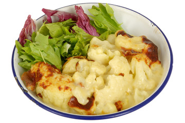 Cauliflower Cheese with Salad