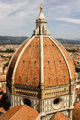 Fototapeta na wymiar Top view on the Duomo and the historical center of Florence, Ita