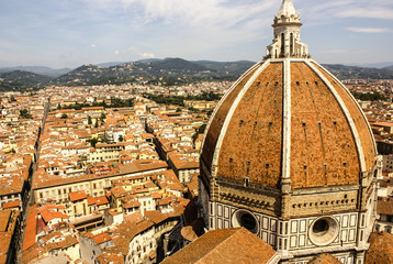 Top view on the Duomo and the historical center of Florence, Ita