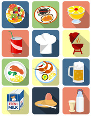 Flat icons for food