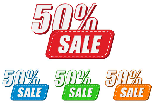 50 percentages sale, four colors labels