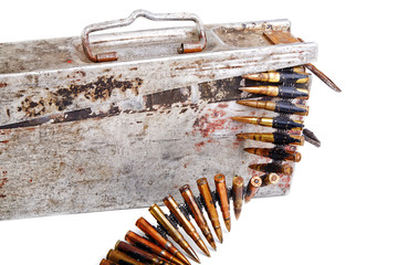 Machine-gun tape with cartridges of times  Second World War