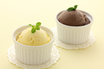 バニラアイスとチョコレートアイス