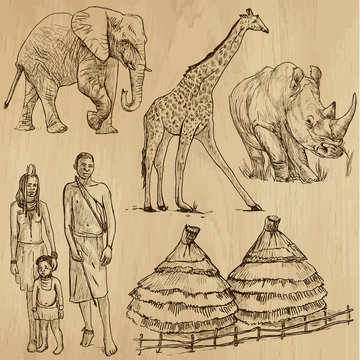 SOUTH AFRICA_3. Set of hand drawn illustrations into vectors