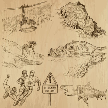 SOUTH AFRICA_4. Set of hand drawn illustrations into vectors