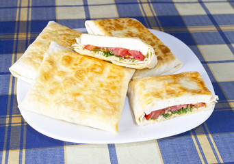 Pita Bread with Cheese, Tomato and Herbs