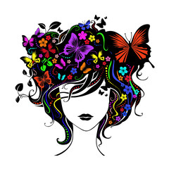 Figure. Feminine silhouette. Women's hairstyles.