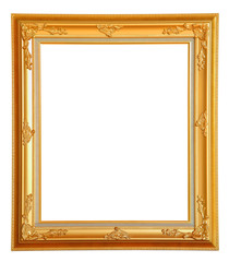 Gold vintage photo frame, clipping path.