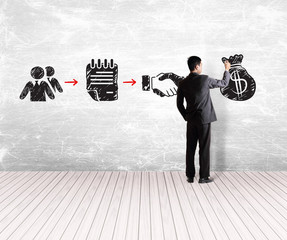 businessman drawing concept of success
