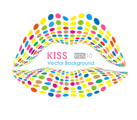 Feminine mouth,colorful  lips. Vector  color　dots. © qianqiuzi